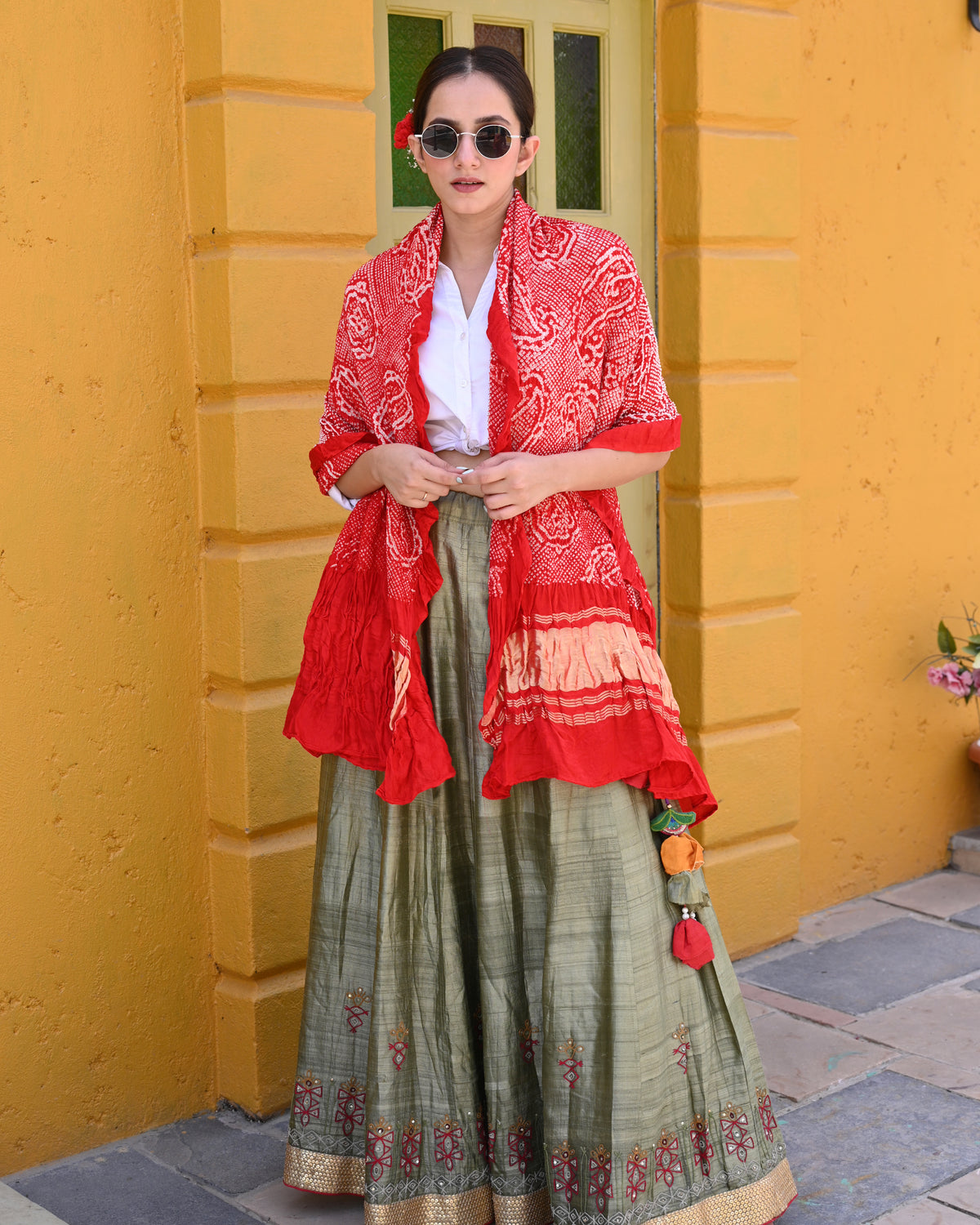 RED PAISLEY BANDHANI SILK DUPATTA