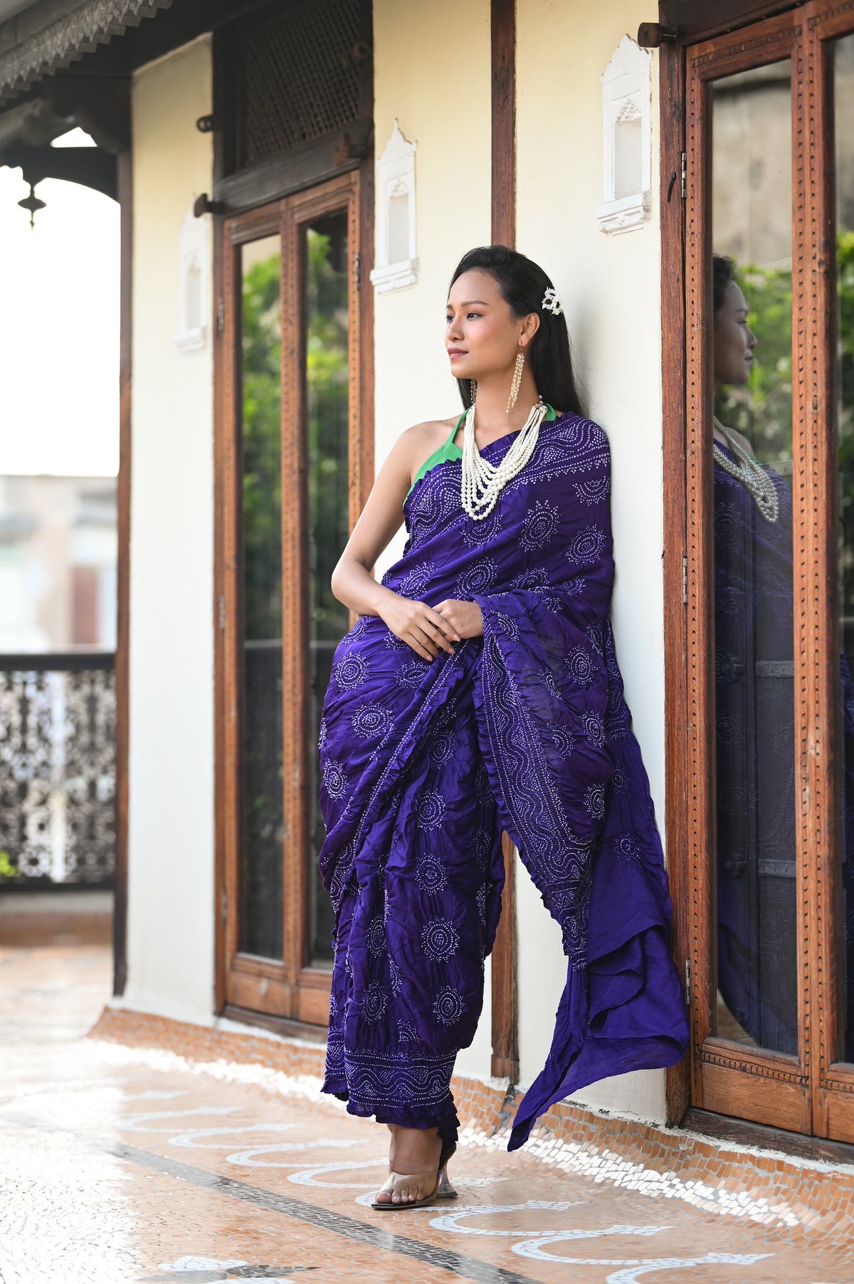 PURPLE CLASSIC TRADITIONAL LADDU BANDHANI SILK SAREE