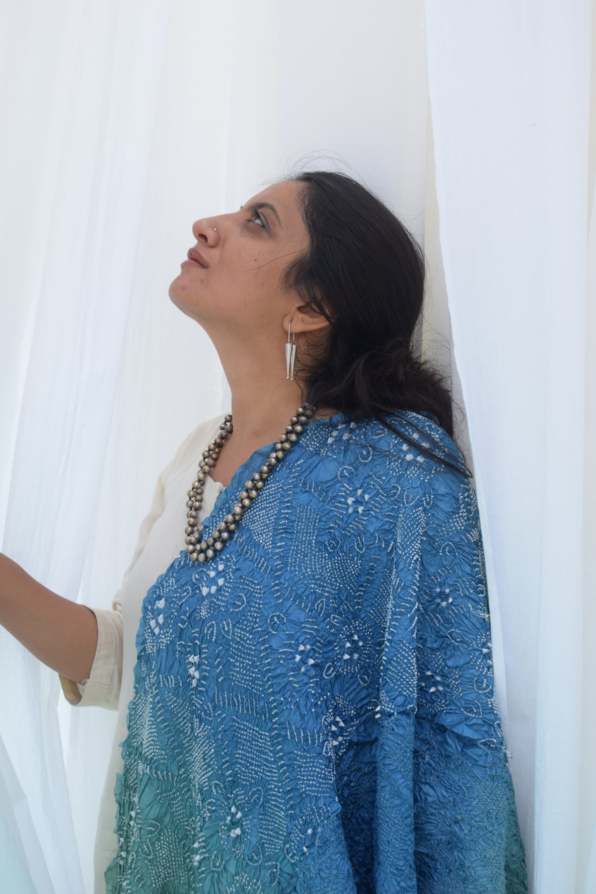 BLUE-GREEN JAPANESE BANDHANI SILK DUPATTA