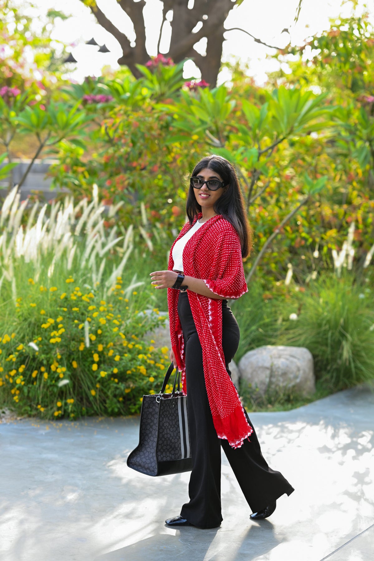 RED ETERNAL DOTS BANDHANI SILK DUPATTA