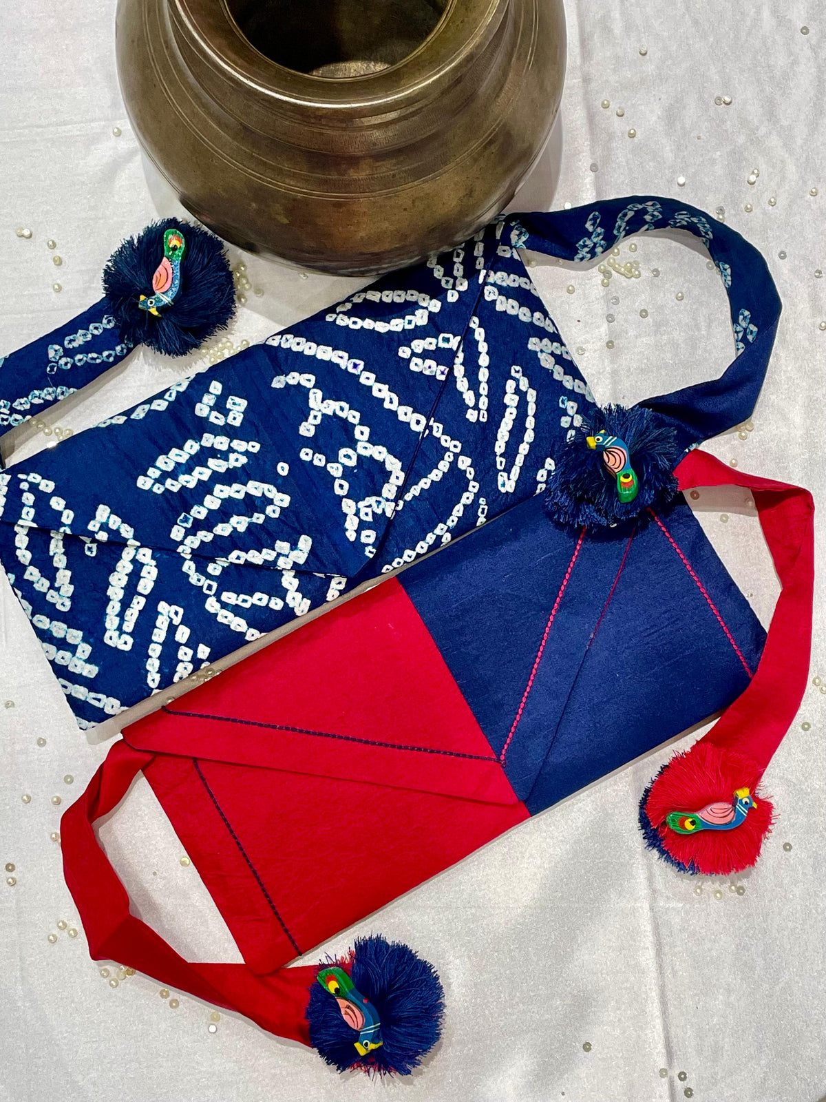 SILK WAIST BAG COMBO WITH HANDMADE TASSELS