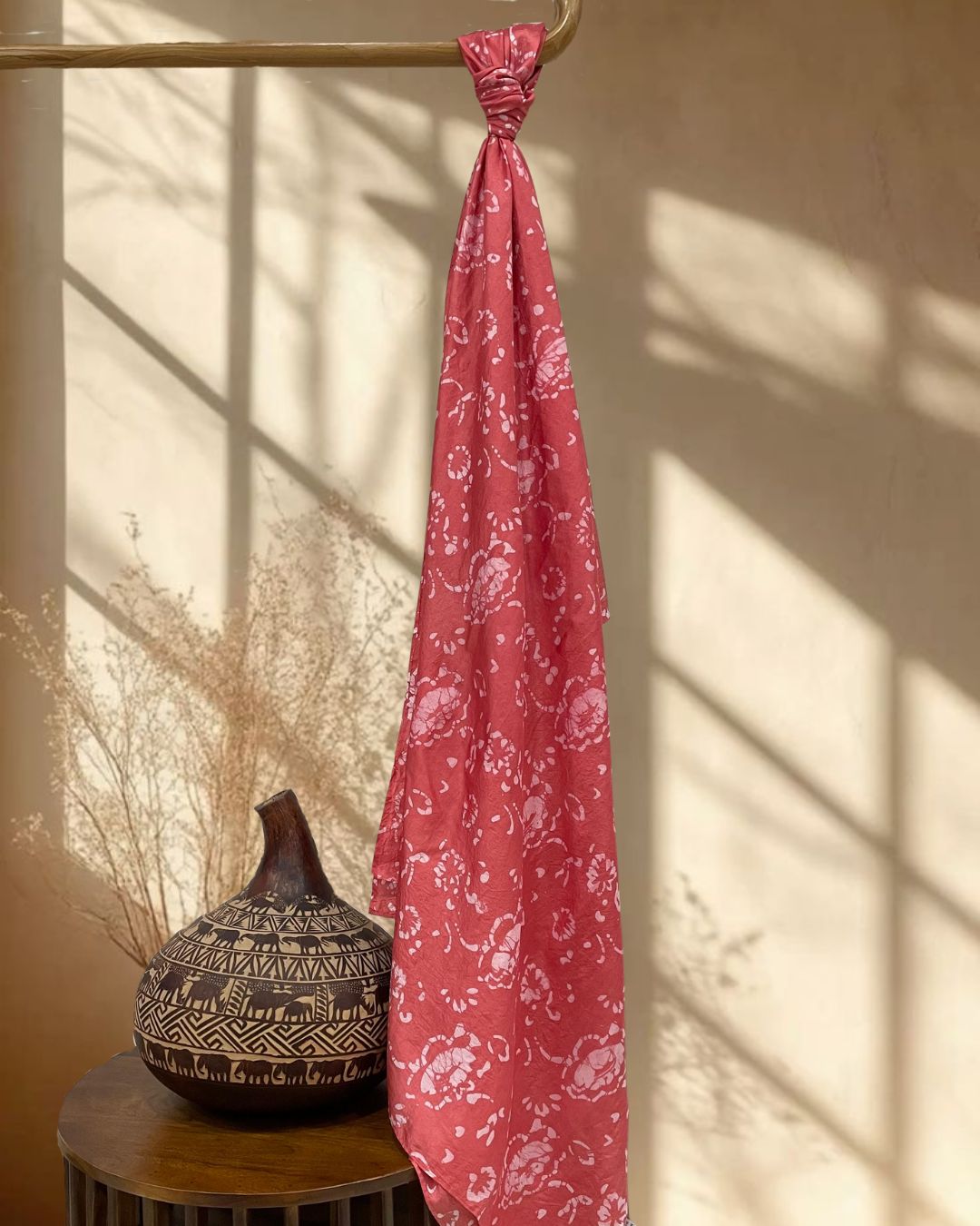 PEACH BATIK SILK FABRIC