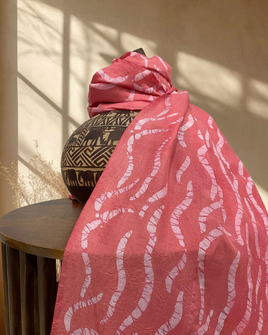 PEACH BATIK SILK FABRIC