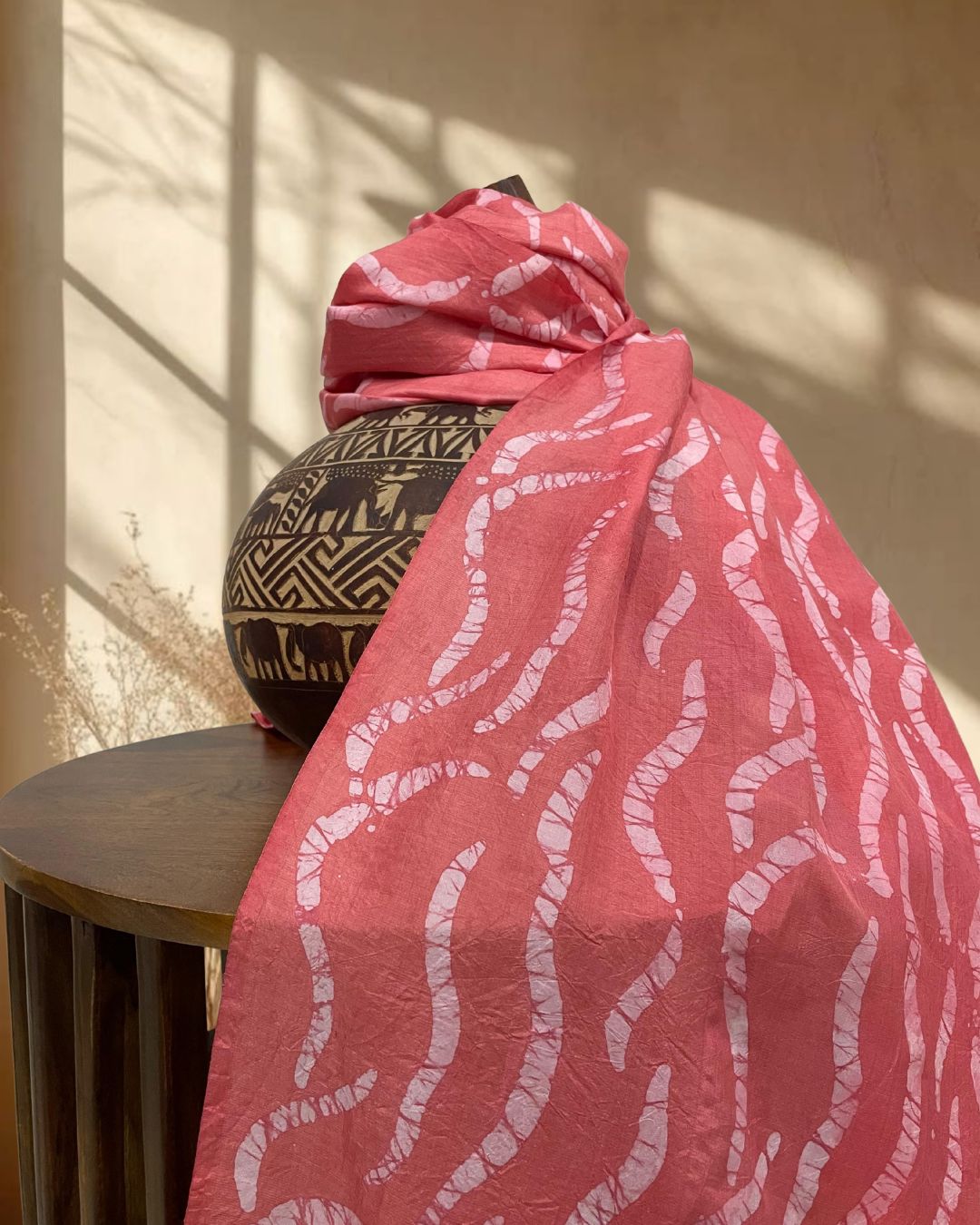PEACH BATIK SILK FABRIC