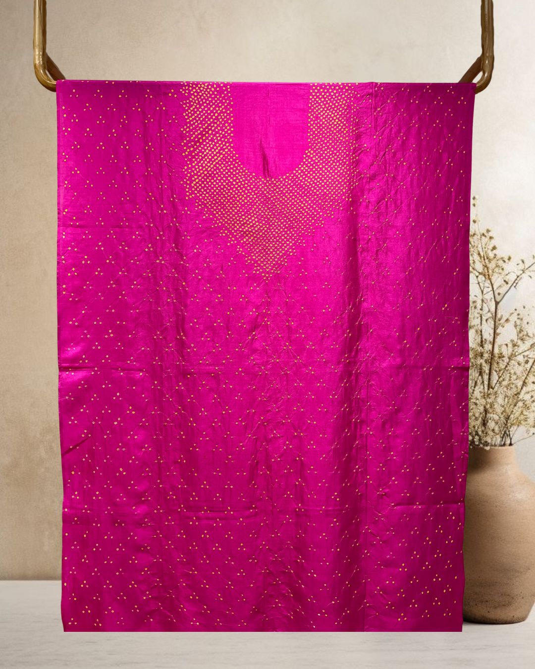 MAGENTA YOKE SILK BANDHANI FABRIC