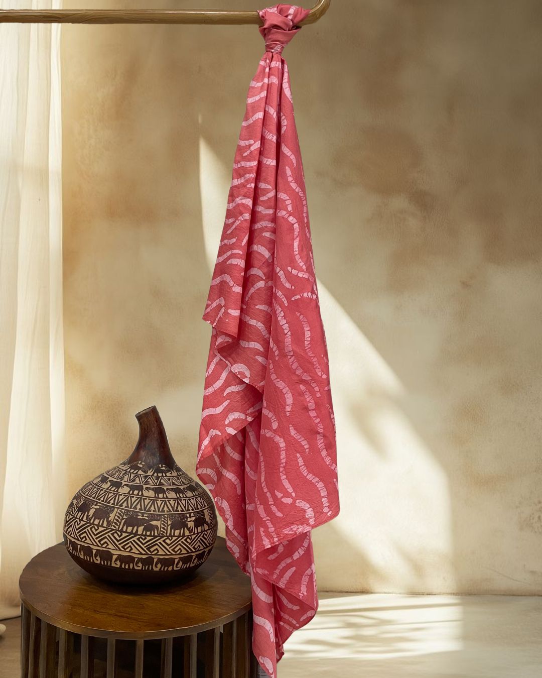 PEACH BATIK SILK FABRIC