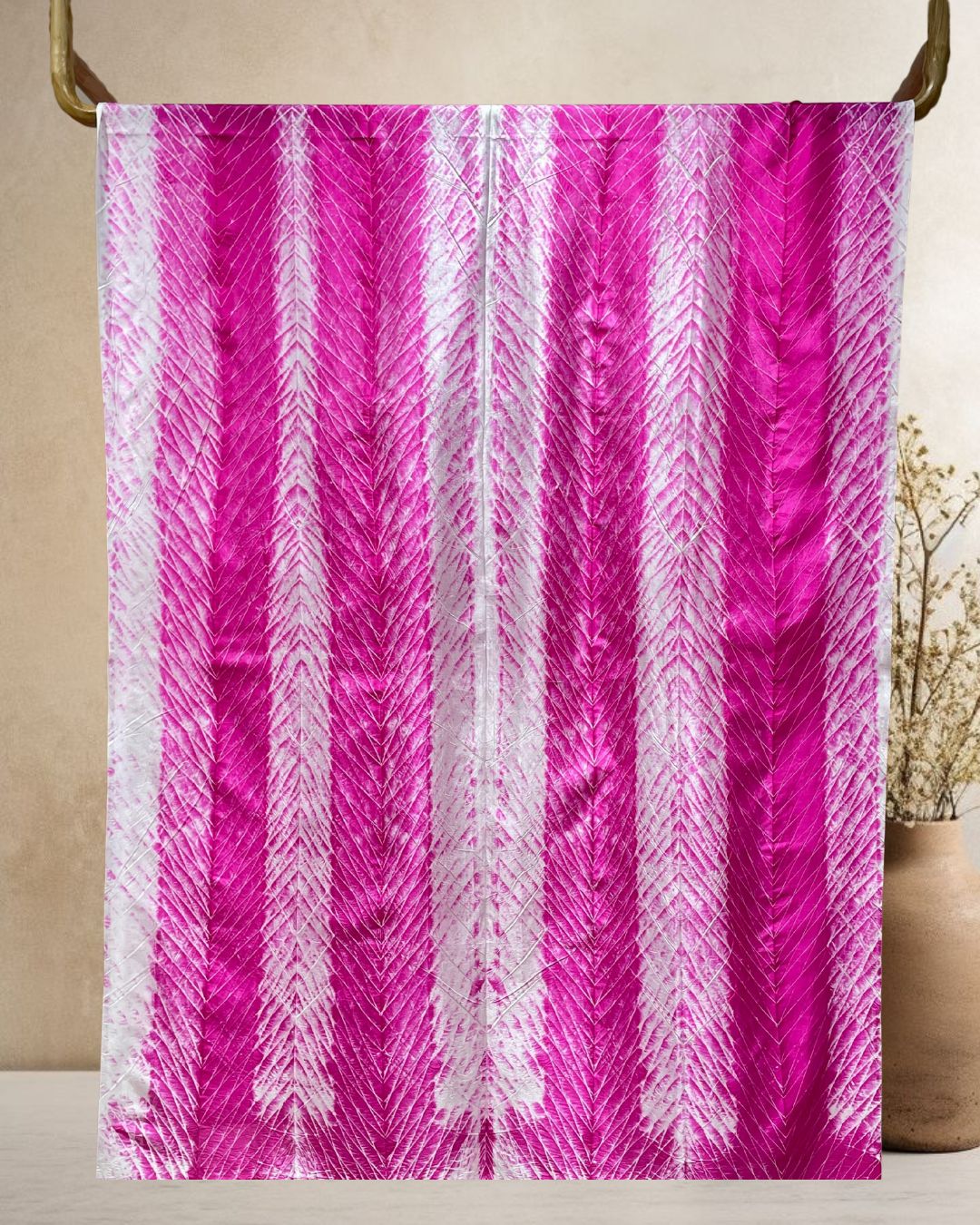 PINK SHIBORI SILK FABRIC