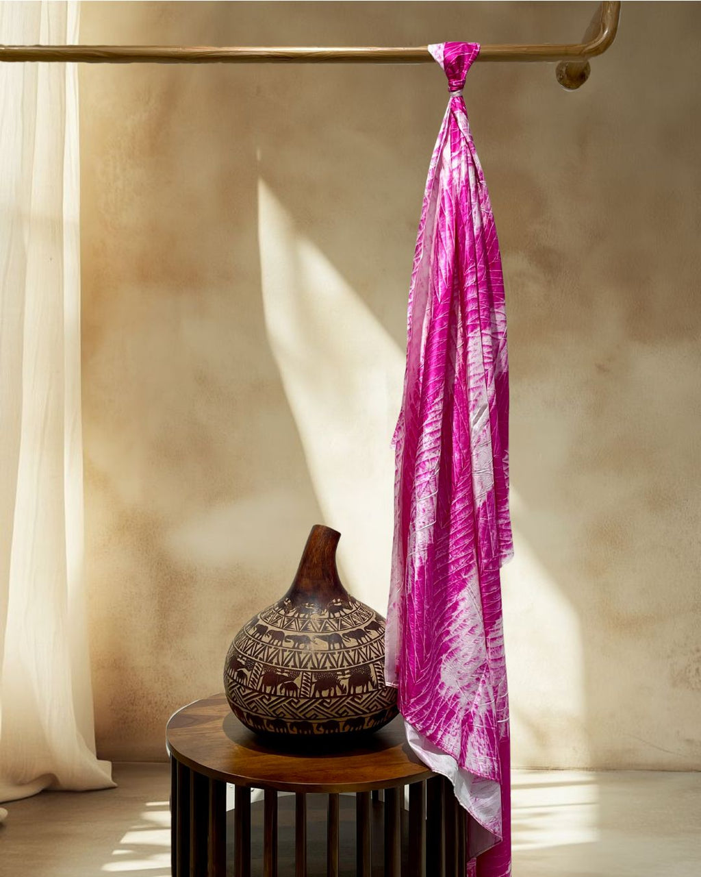 PINK SHIBORI SILK FABRIC