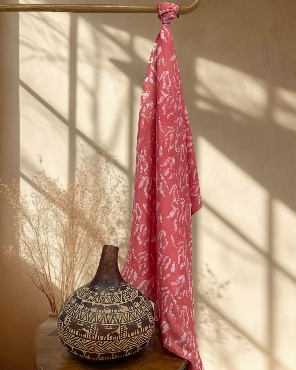 PEACH BATIK SILK FABRIC