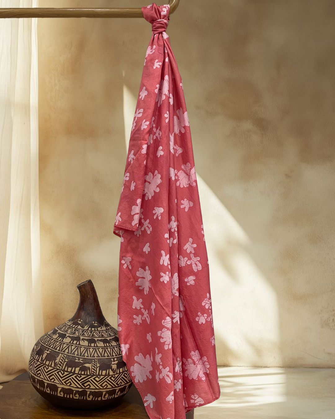 PEACH BATIK SILK FABRIC