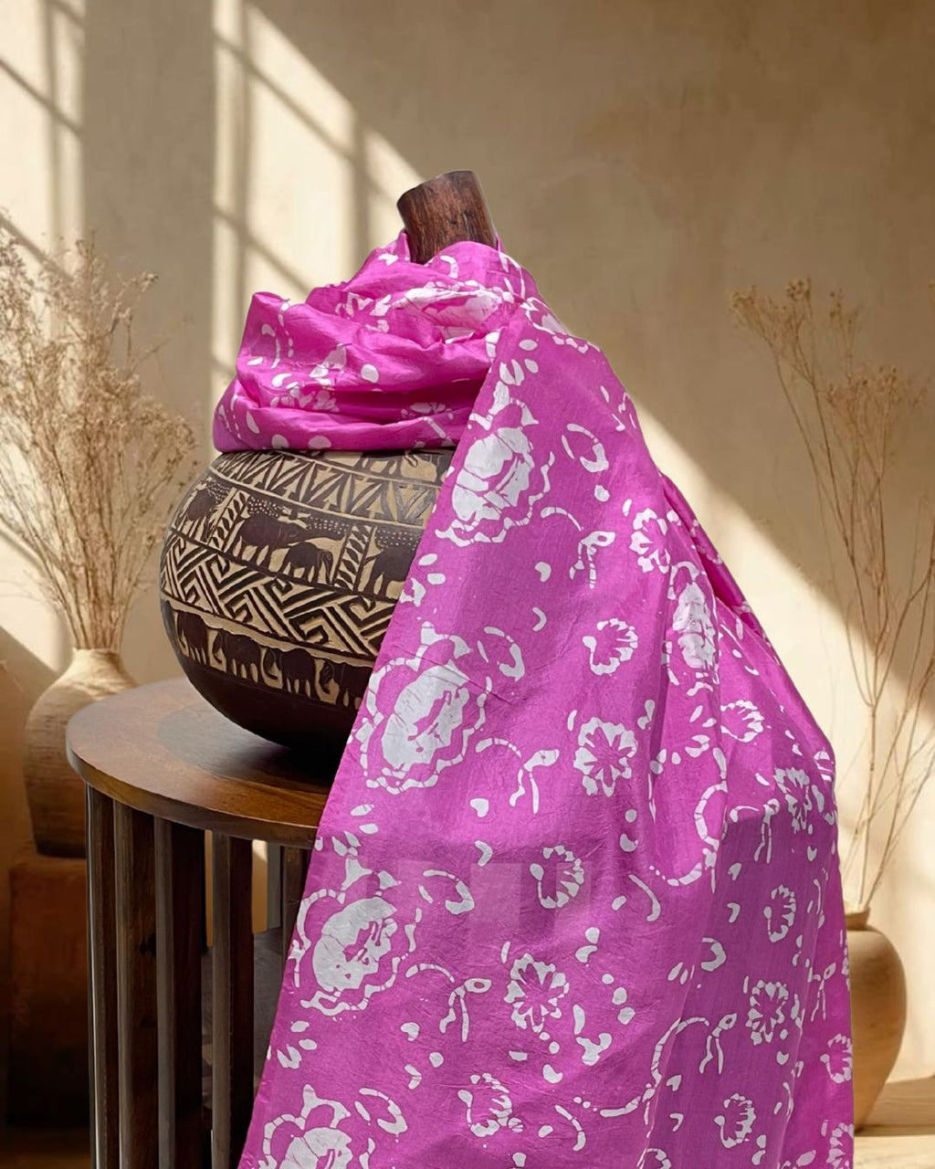 PINK BATIK SILK FABRIC