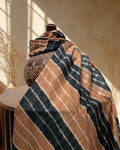 BLACK-BROWN LEHERIYA SILK FABRIC