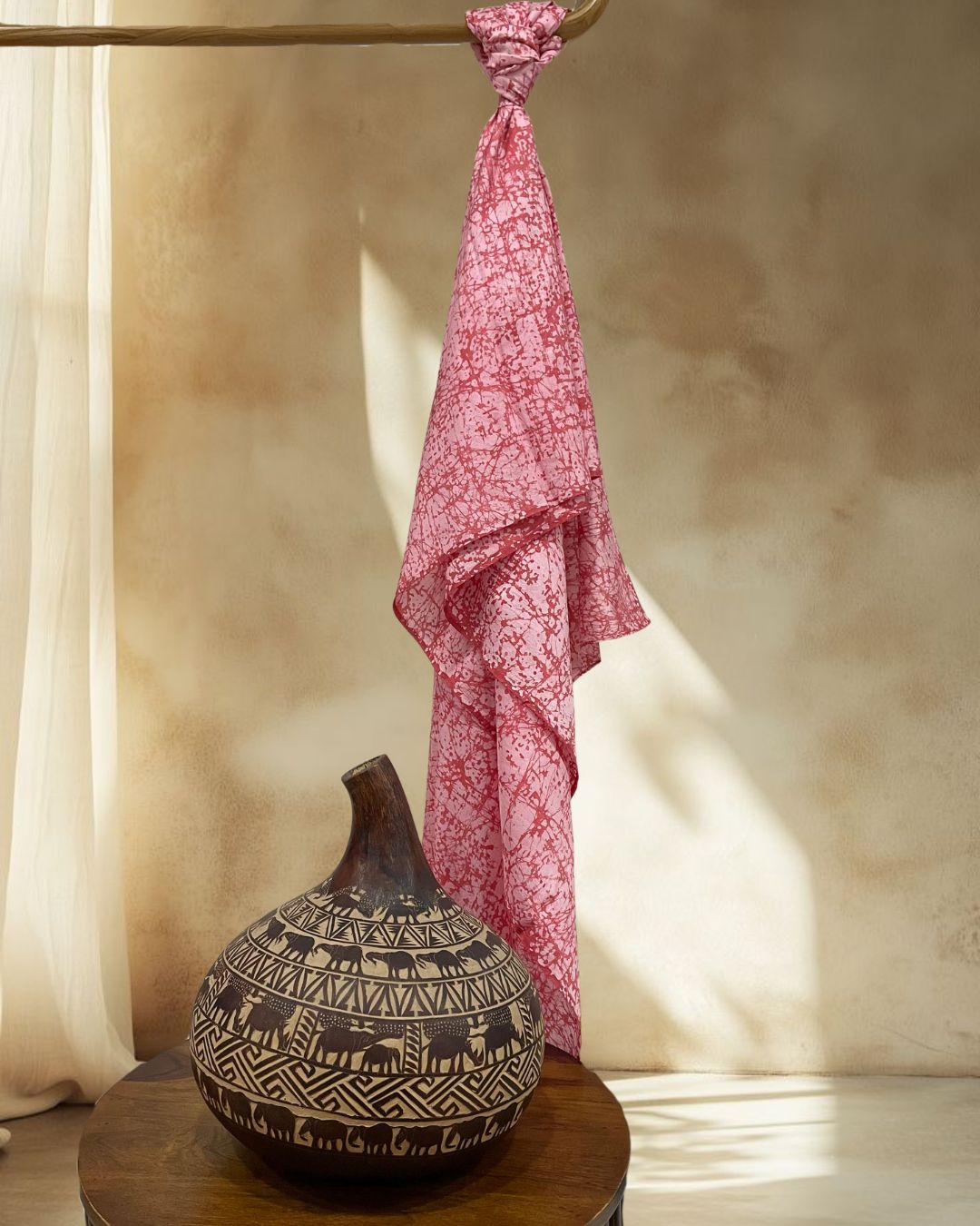 PEACH BATIK SILK FABRIC