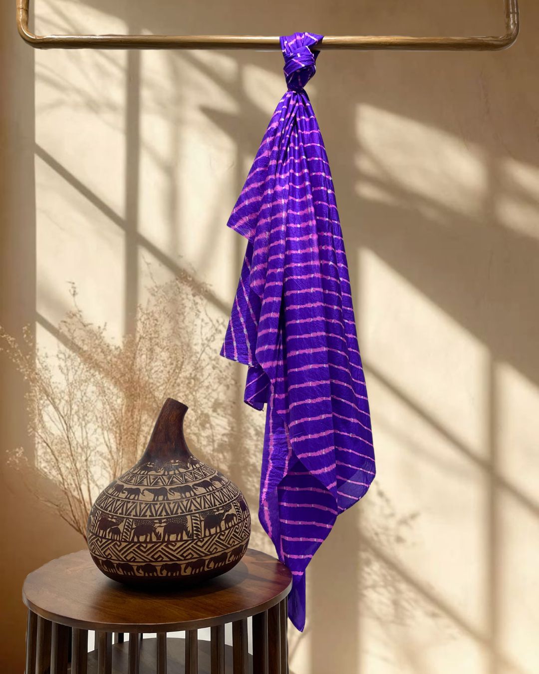 PURPLE LEHERIYA SILK FABRIC