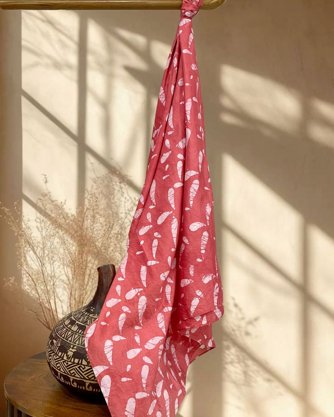 PEACH BATIK SILK FABRIC