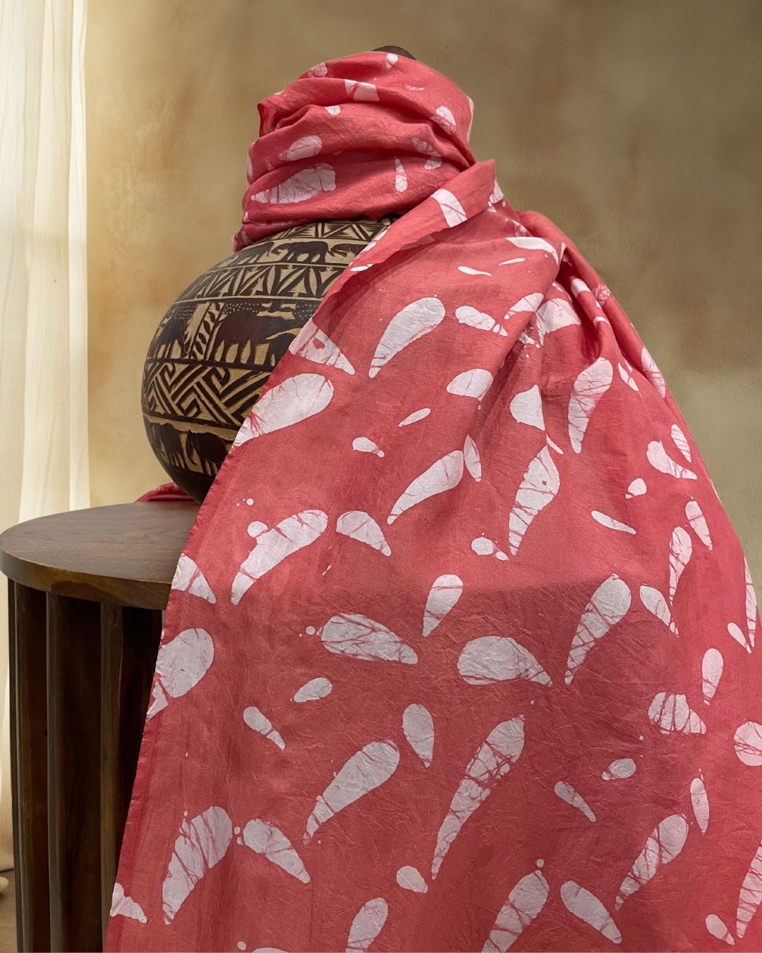 PEACH BATIK SILK FABRIC