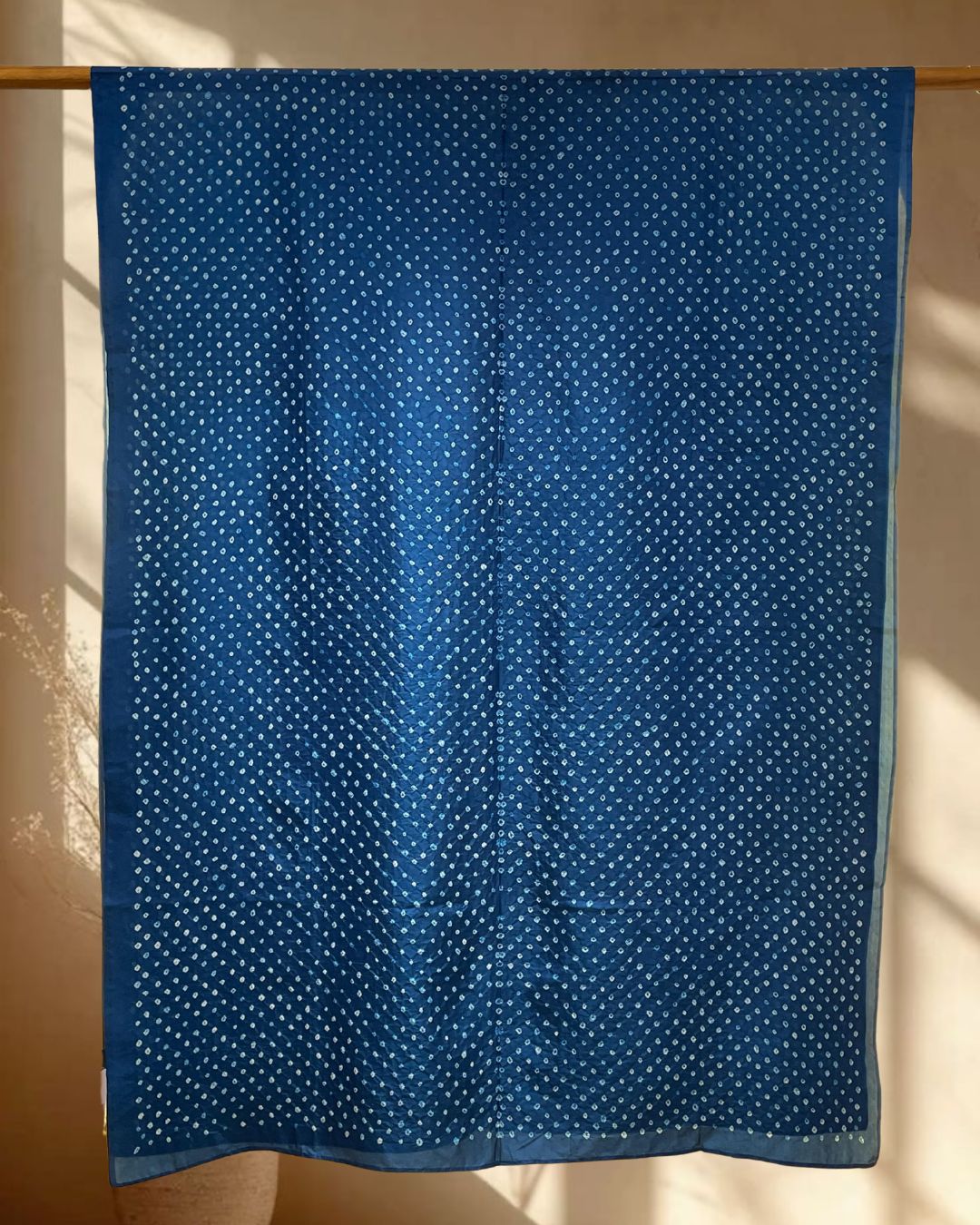 BLUE OVERALL DOT BANDHANI SILK FABRIC