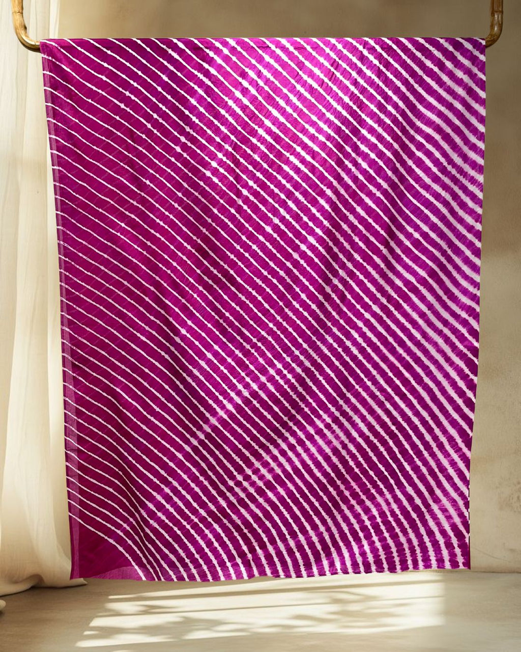 PURPLE SILK LEHERIYA FABRIC