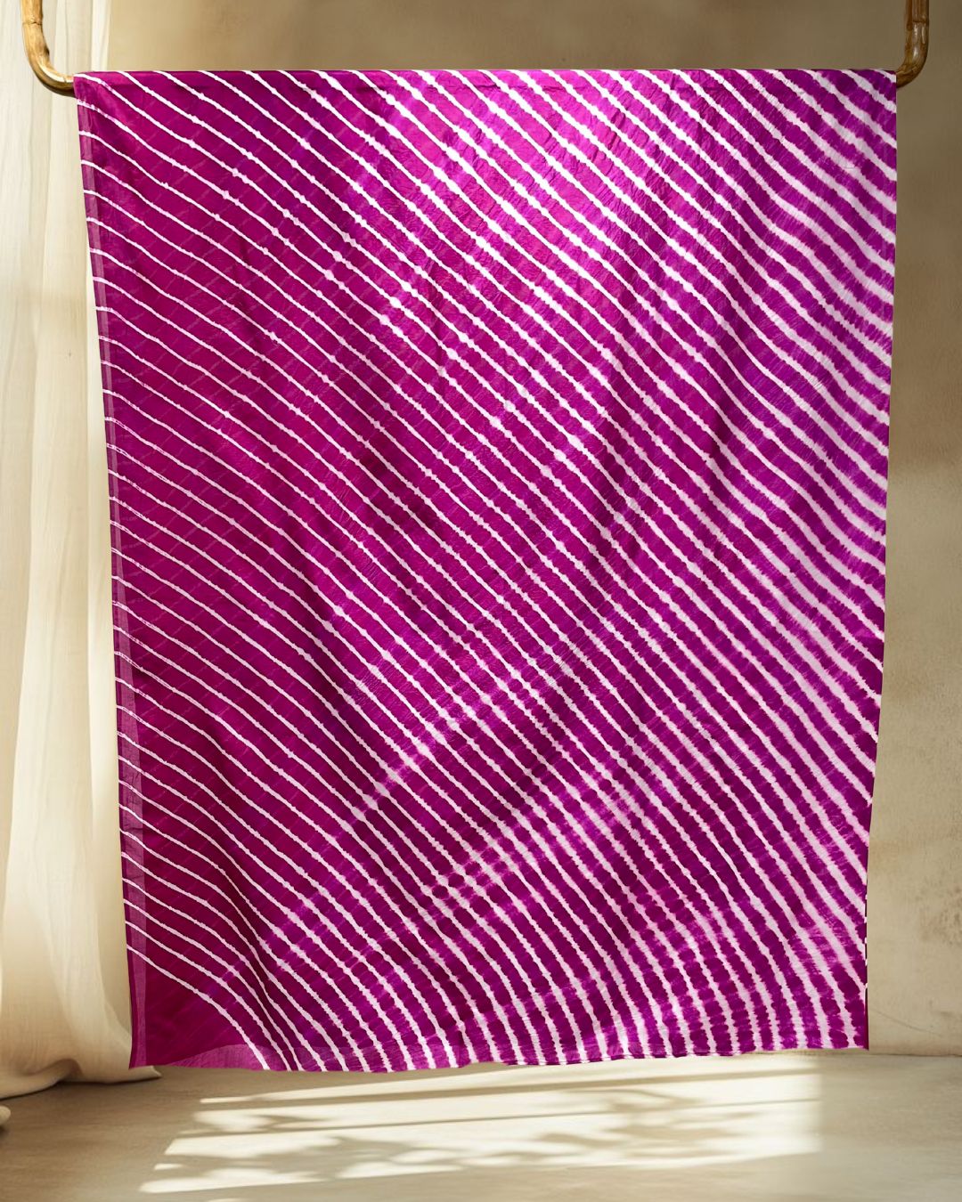 PURPLE SILK LEHERIYA FABRIC