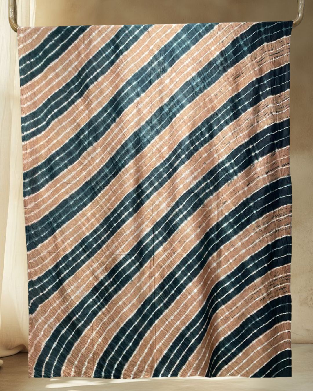 BLACK-BROWN LEHERIYA SILK FABRIC