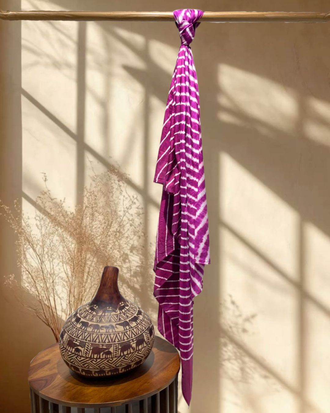 PURPLE SILK LEHERIYA FABRIC