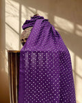 PURPLE OVERALL DOT BANDHANI SILK FABRIC