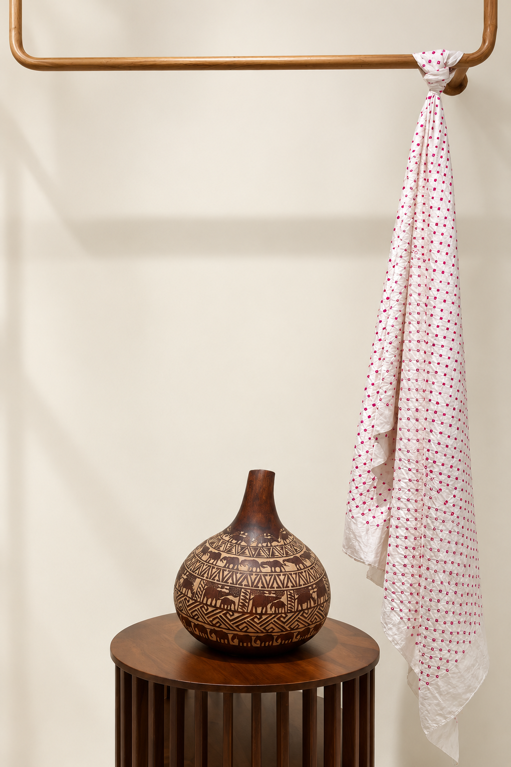 WHITE ALL OVER DOT SILK BANDHANI FABRIC