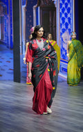 BLACK - RED WABI - SABI EMBROIDERED SAREE WITH TASSELS