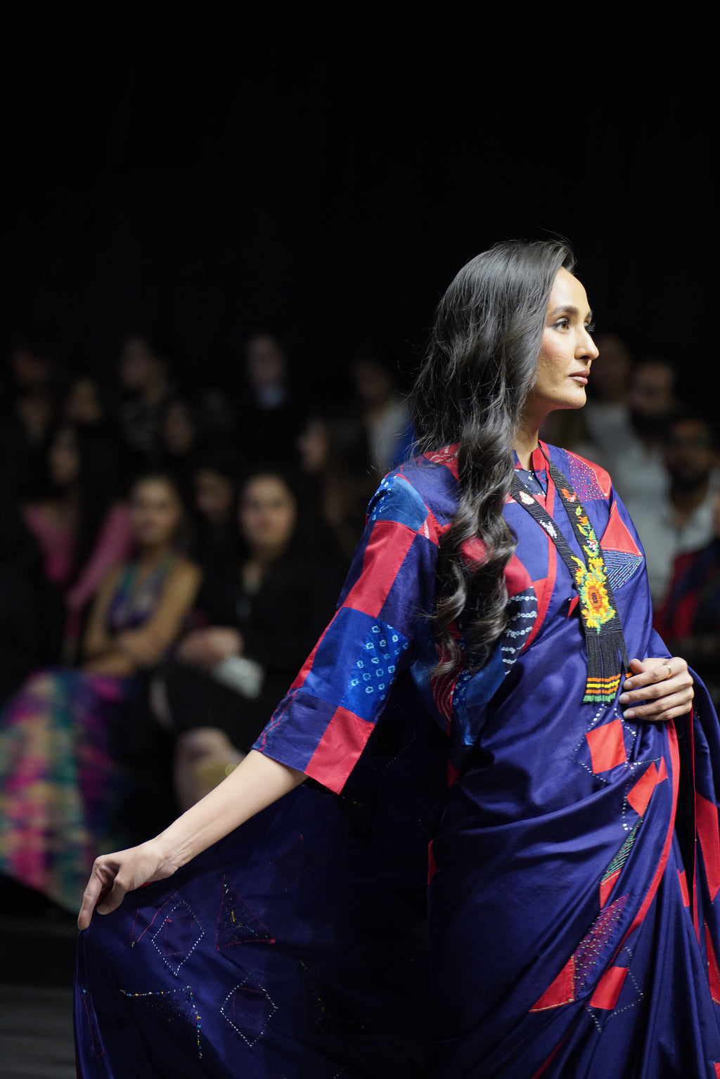 INDIGO BLUE WABI - SABI EMBROIDERED SAREE WITH TASSELS