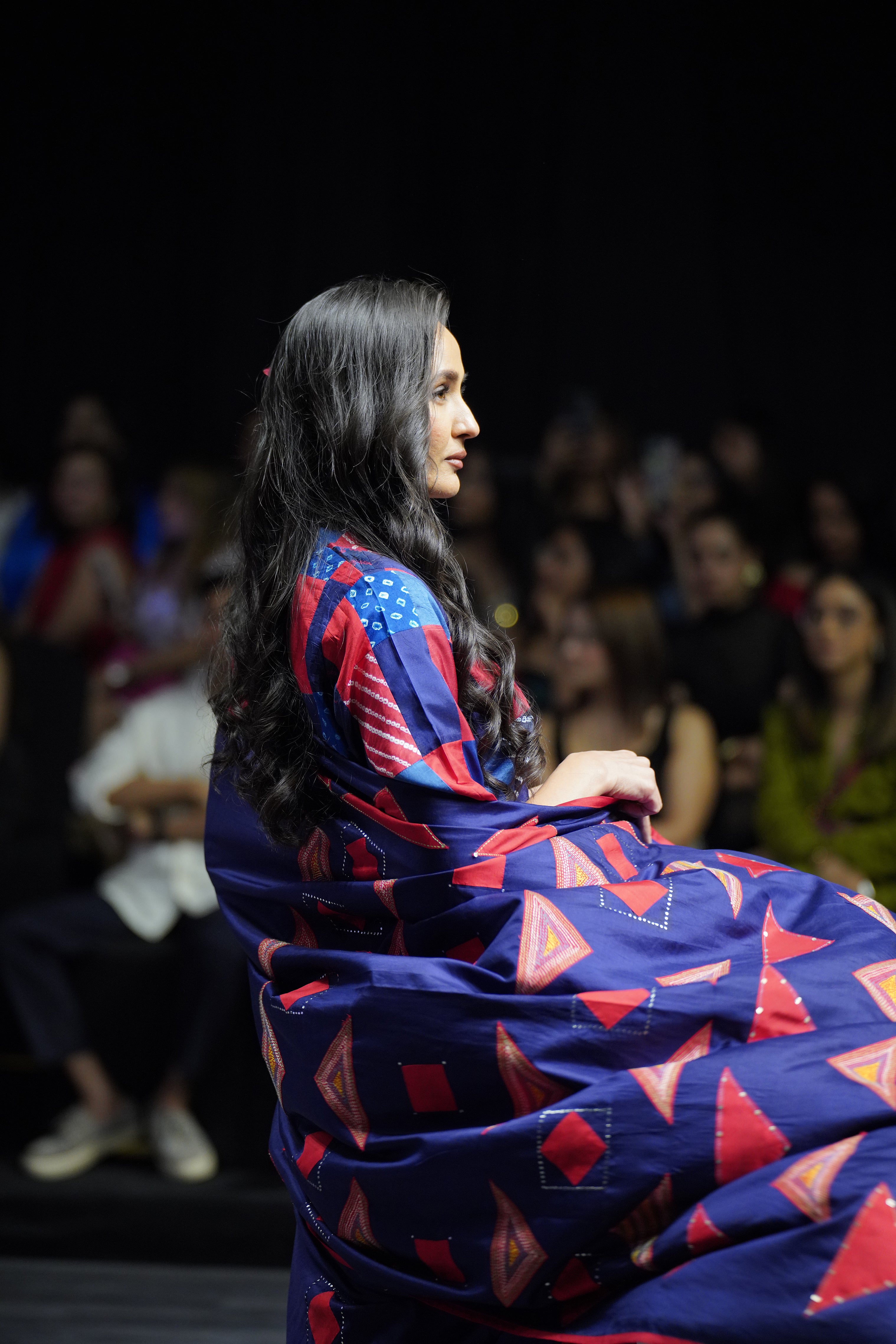 INDIGO BLUE WABI - SABI EMBROIDERED SAREE WITH TASSELS