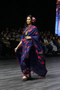 INDIGO BLUE WABI - SABI EMBROIDERED SAREE WITH TASSELS