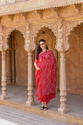 RED CLASSIC TRADITIONAL SILK BANDHANI SAREE