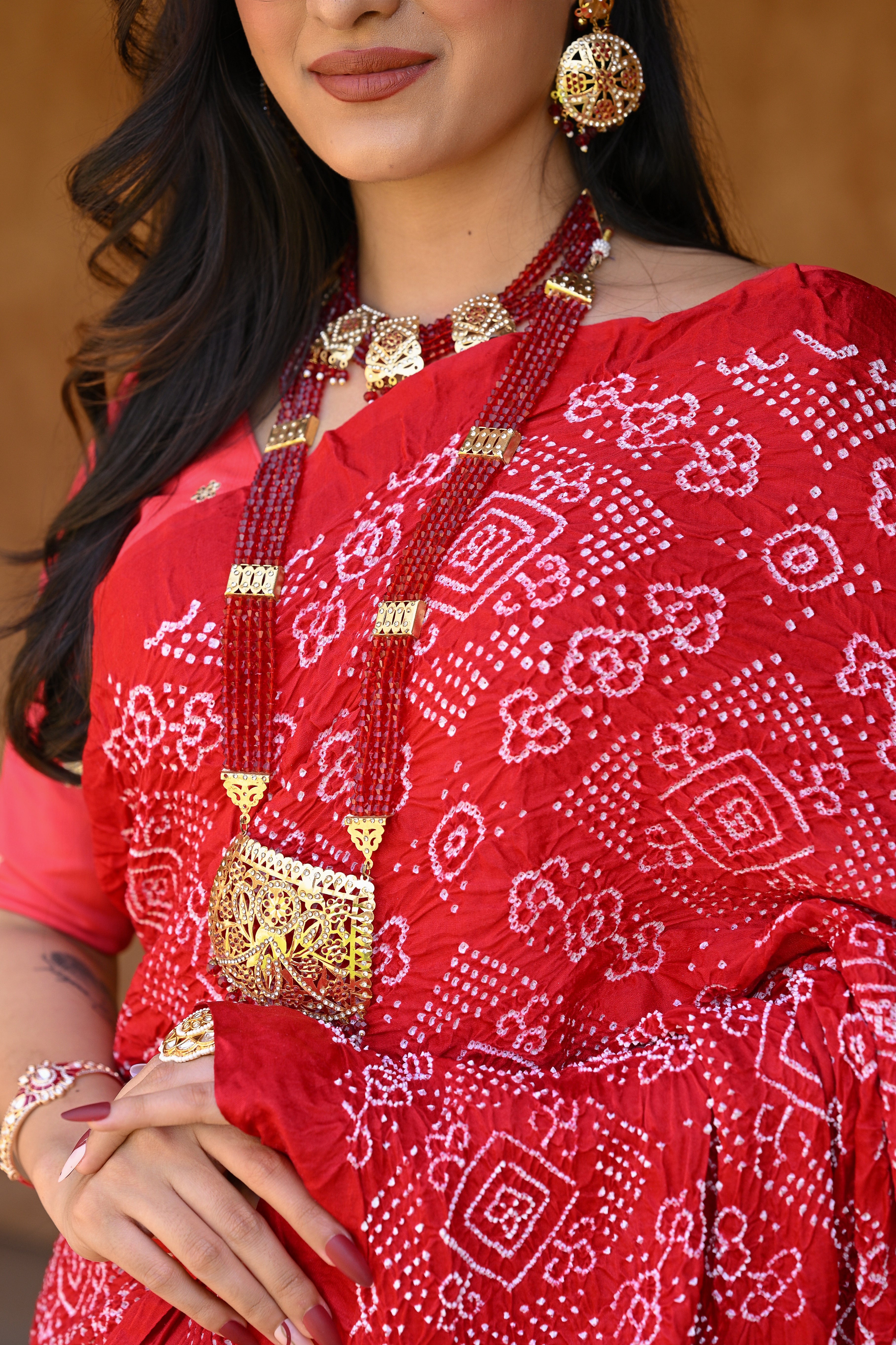 RED CLASSIC TRADITIONAL SILK BANDHANI SAREE