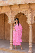 LIGHT PINK SQUARE SILK BANDHANI SAREE