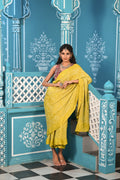 MUSTARD YELLOW JAPANESE WAVE BANDHANI SILK SAREE
