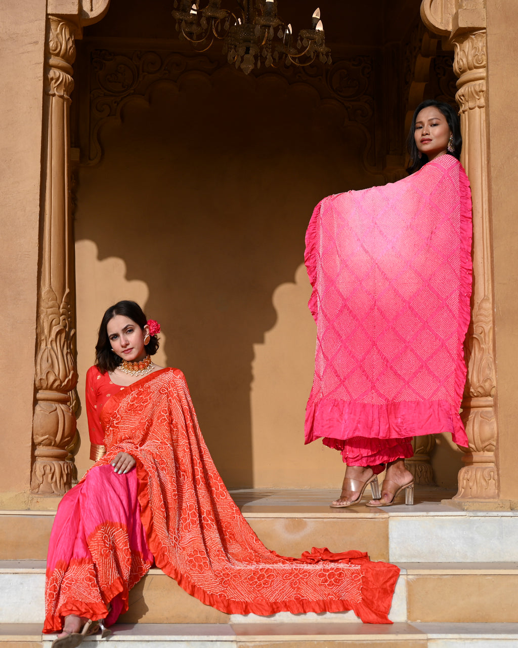 PINK DIAMOND BANDHANI SILK SAREE