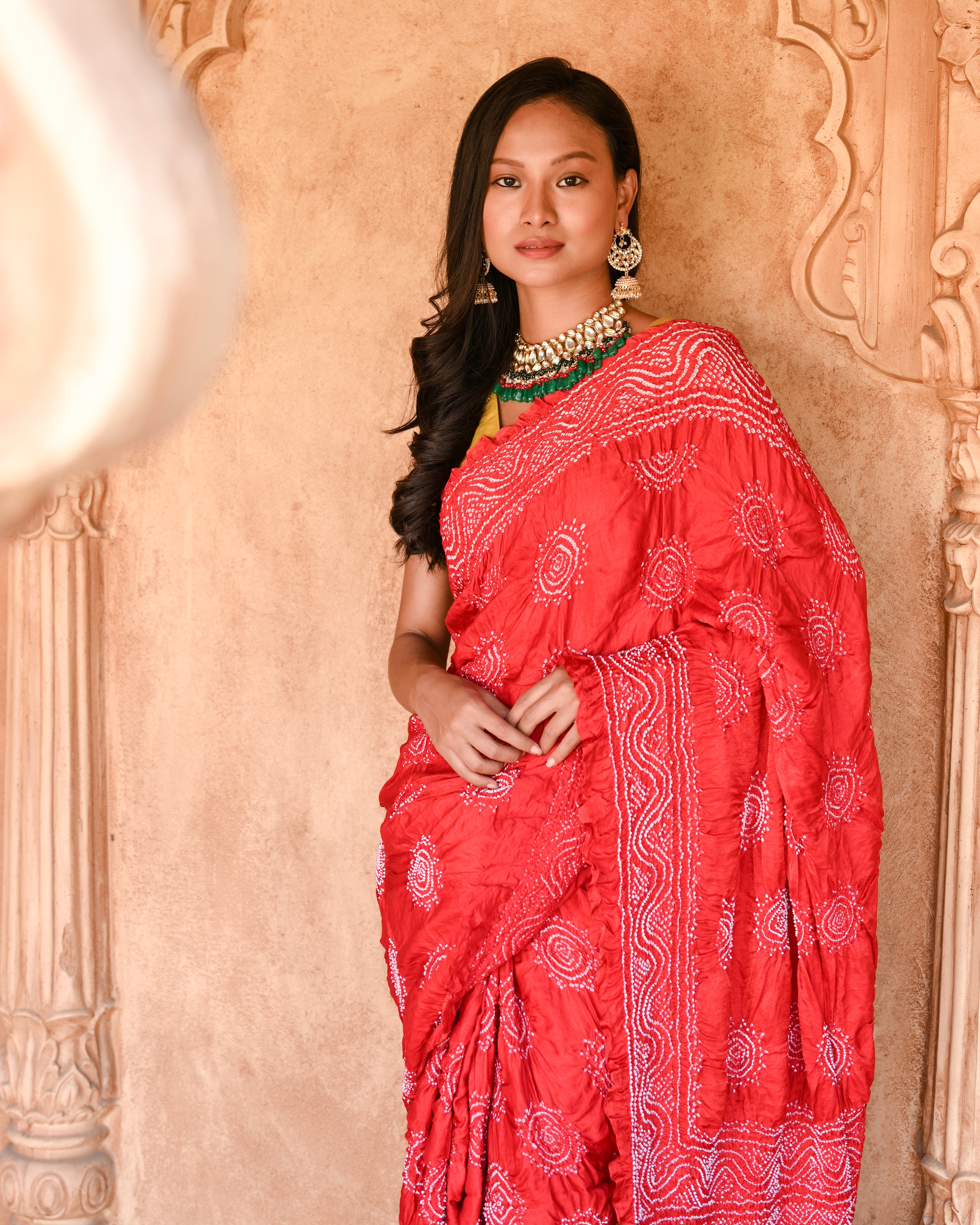 RED CLASSIC TRADITIONAL BANDHANI SILK SAREE