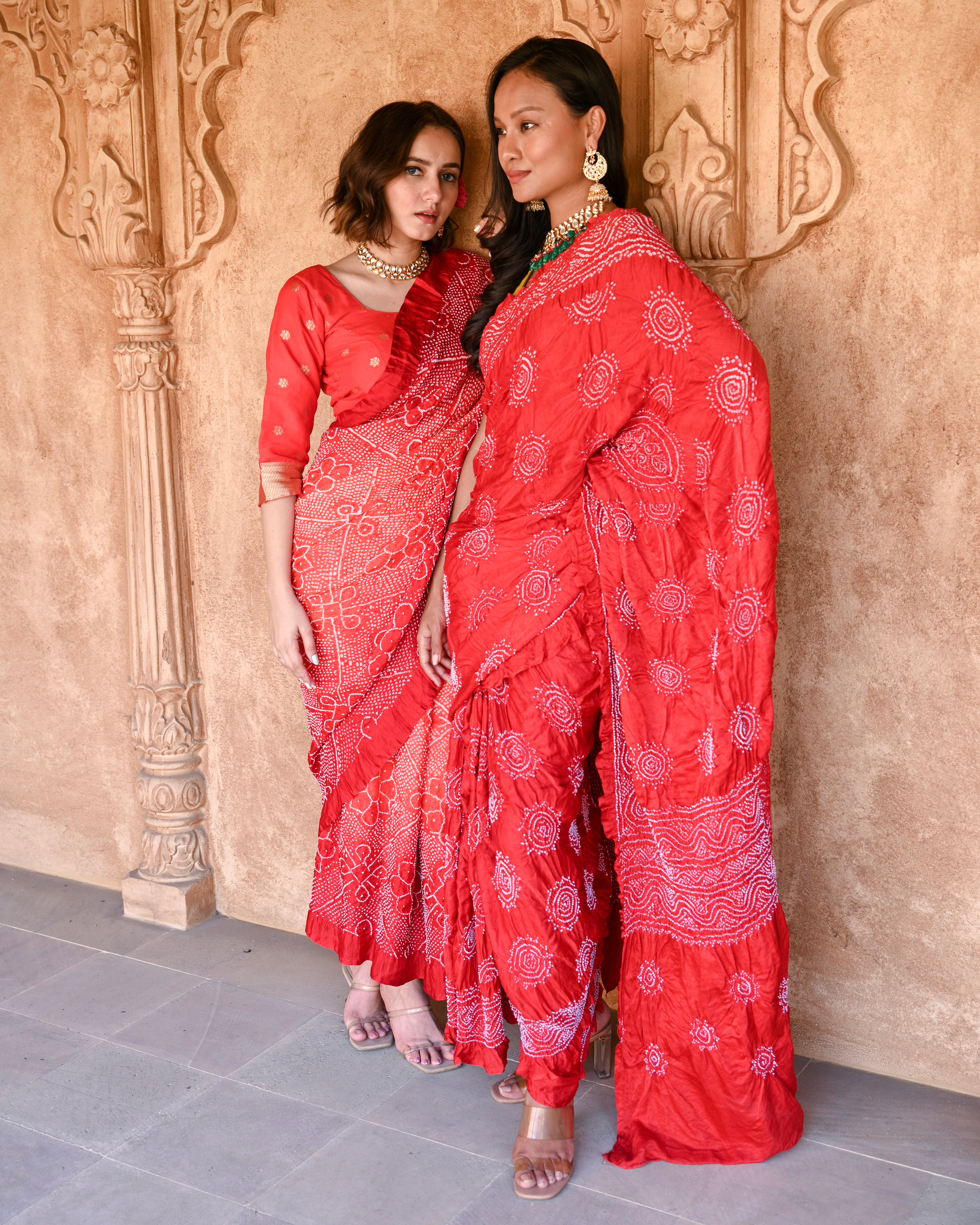 RED CLASSIC TRADITIONAL BANDHANI SILK SAREE