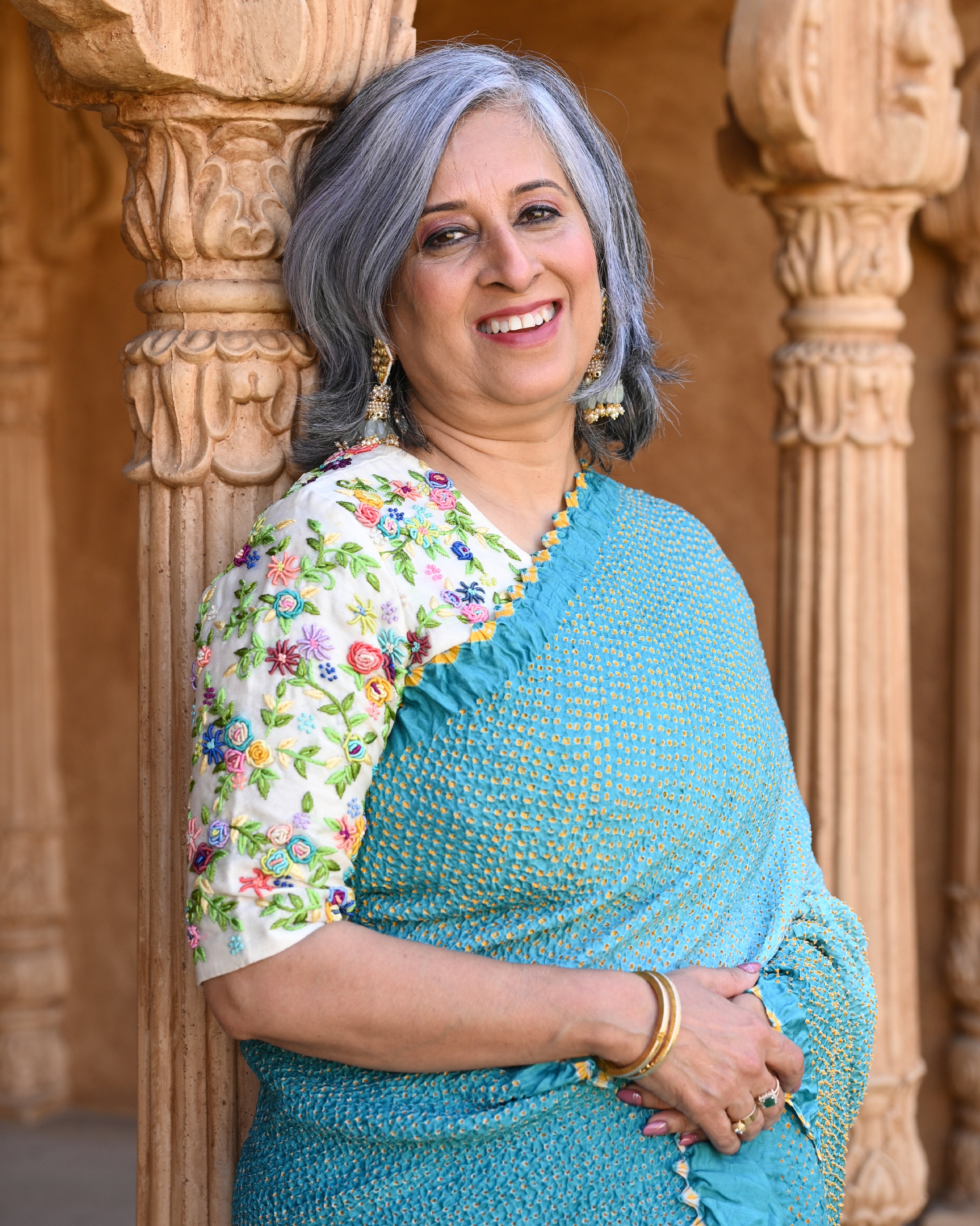 BLUE ETERNAL DOTS BANDHANI SILK SAREE