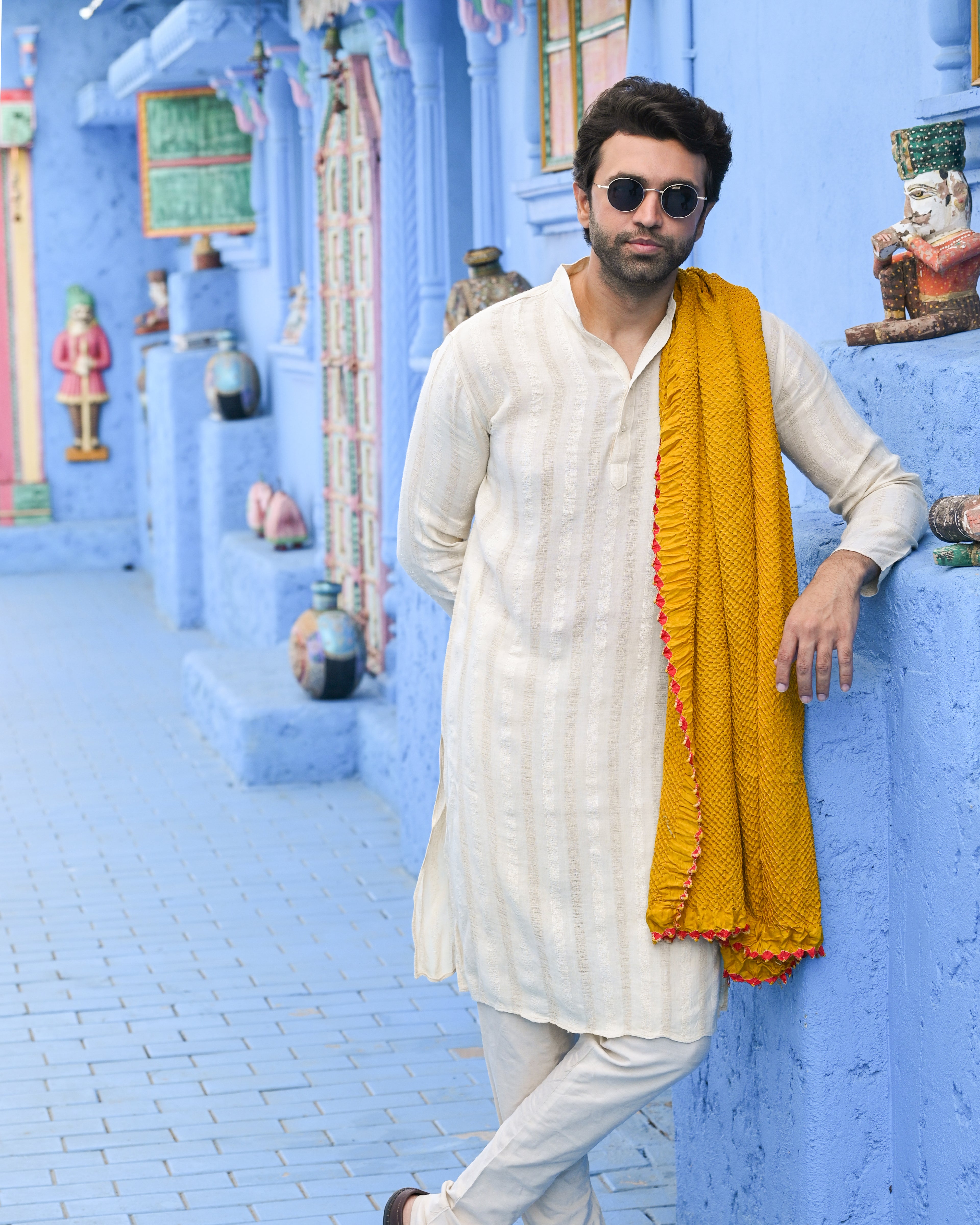 YELLOW ETERNAL DOTS BANDHANI SILK DUPATTA