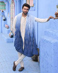 NAVY BLUE GEOMETRIC TEARDROP BANDHANI SILK DUPATTA