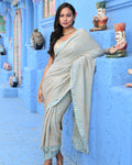 BLUE ETERNAL DOTS BANDHANI SILK SAREE