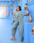 BLUE O3 CHEVRON BANDHANI SILK SAREE