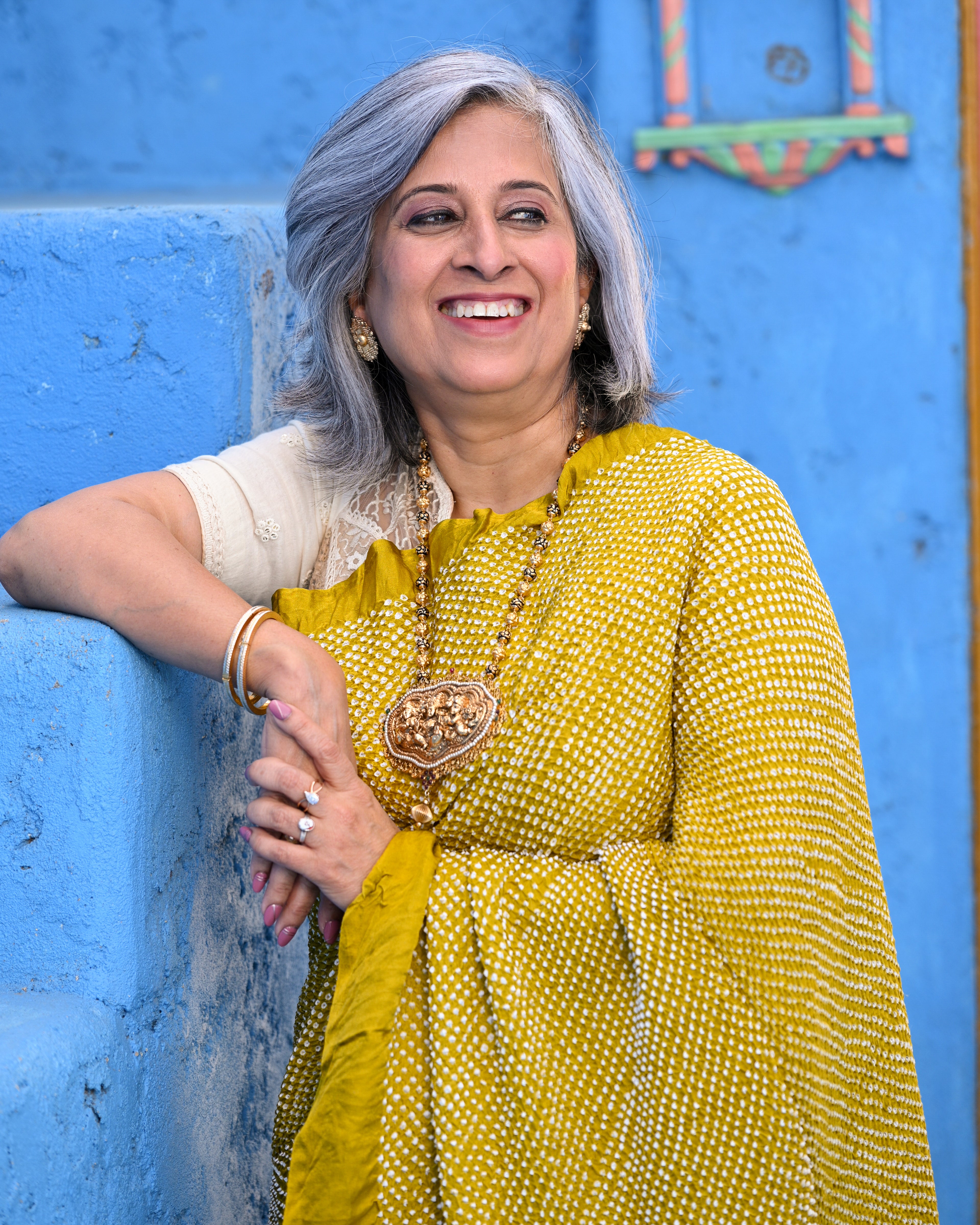 MUSTARD YELLOW YIN-YANG HALF FULL HALF EMPTY ETERNAL DOT BANDHANI SILK SAREE