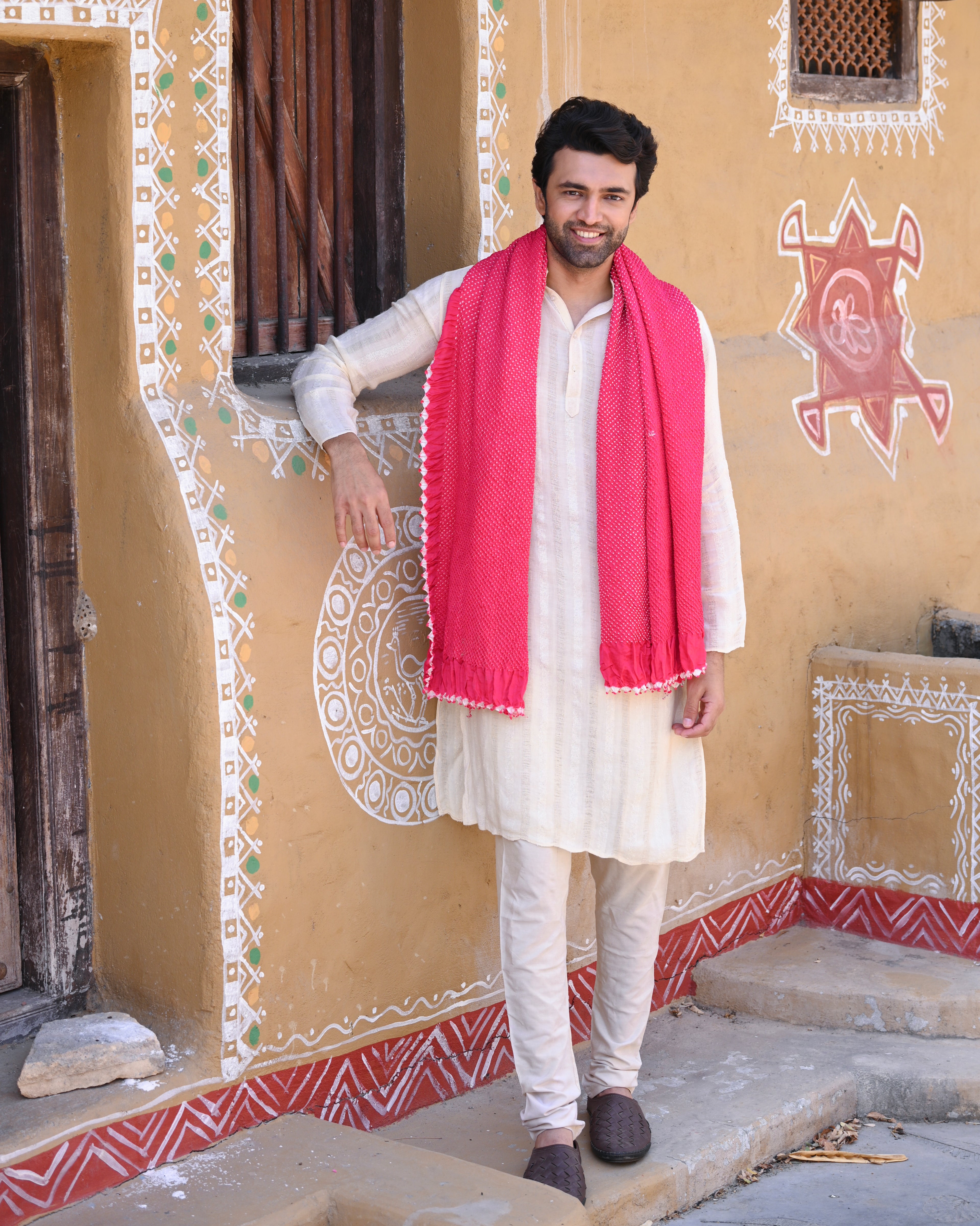 PINK ETERNAL DOTS BANDHANI SILK DUPATTA