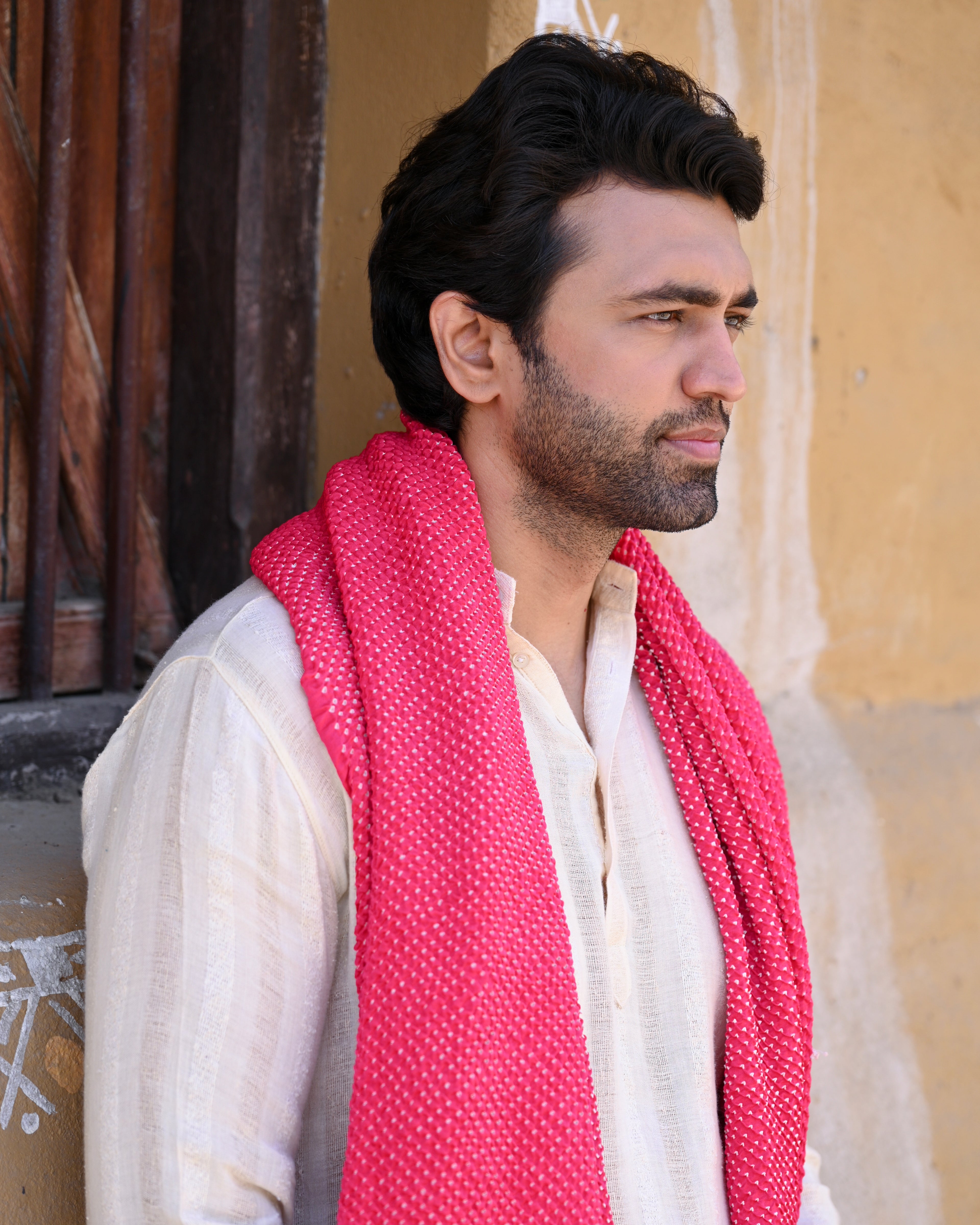 PINK ETERNAL DOTS BANDHANI SILK DUPATTA
