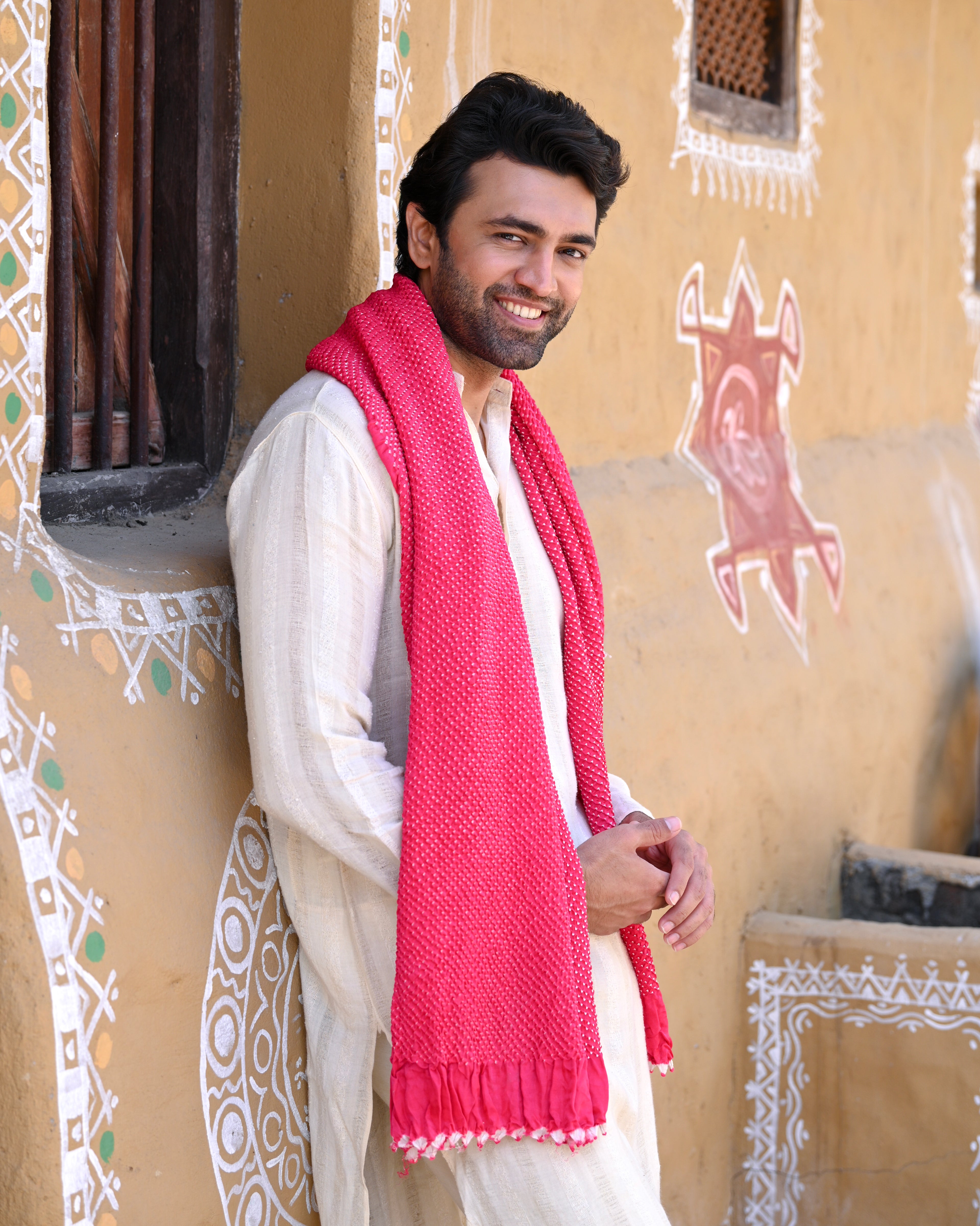 PINK ETERNAL DOTS BANDHANI SILK DUPATTA