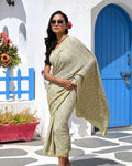 LIGHT GREEN O3 CHEVRON BANDHANI SILK SAREE