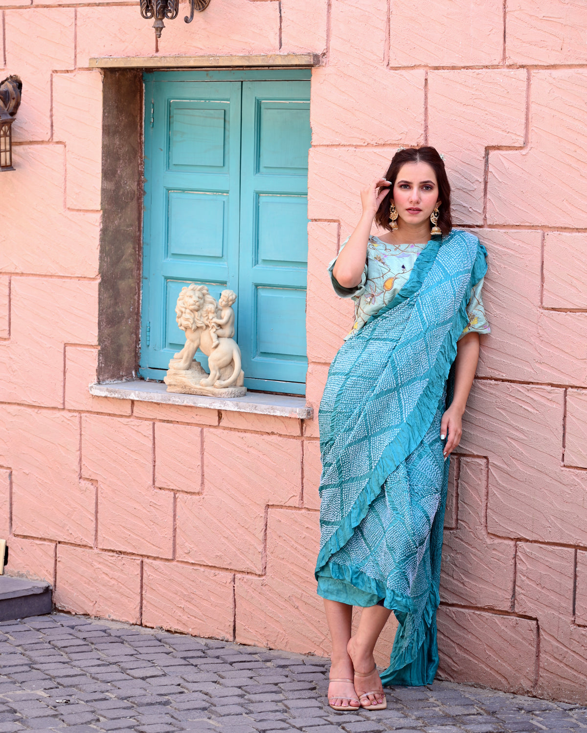 DIAMOND BANDHANI SILK SAREE BLUE