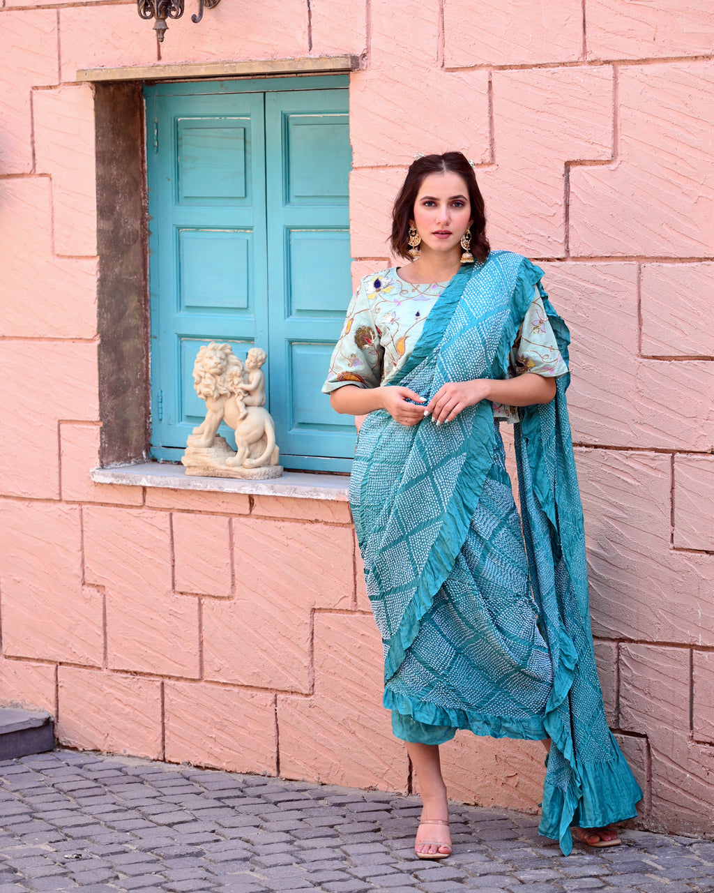 BLUE DIAMOND BANDHANI SILK SAREE